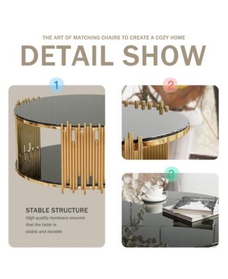  + Stainless Steel + Black Glass Top + Coffee Table