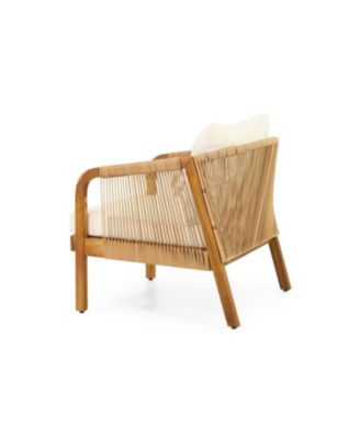 Streamdale Acacia & Wicker Outdoor Club Chair, Soft Cushion, Brown & Beige