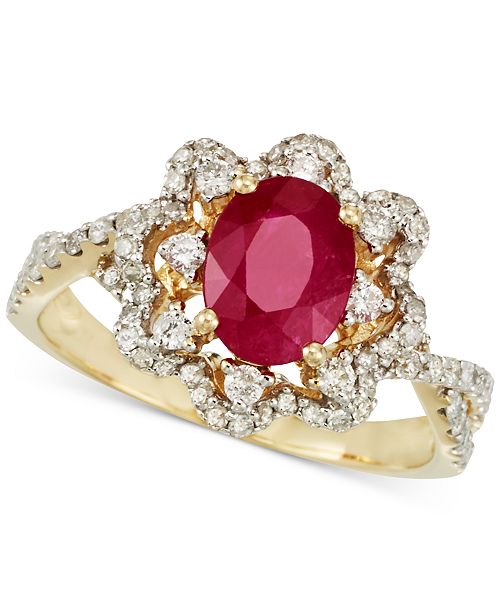 Rare Featuring Gemfields Certified Ruby 1 Ct T W And Diamond 1 2 Ct T W Ring In 14k Gold Reviews Rings Jewelry Watches Macy S