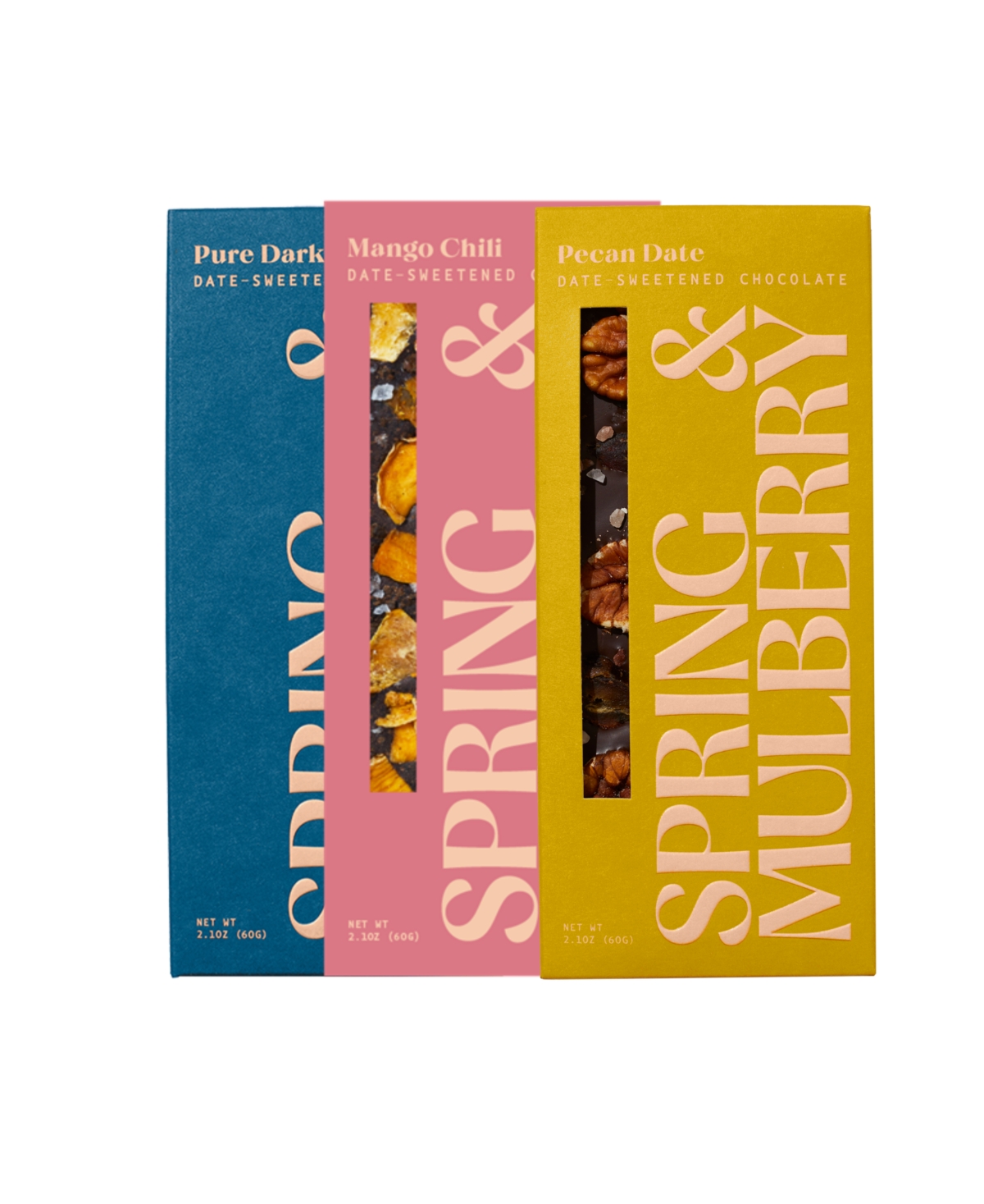 SPRING & MULBERRY SPICE MARKET COLLECTION DATE-SWEETENED DARK CHOCOLATE BAR GIFT SET, 3-PACK 