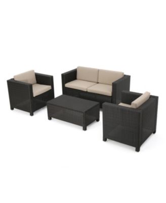 Streamdale 4-Piece Outdoor Wicker Sofa Set with Cushions & Coffee Table