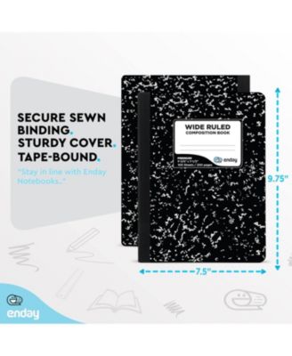 Marble Composition Notebook Wide Ruled Black and White Composition Books 100 Sheets (2 Pack)