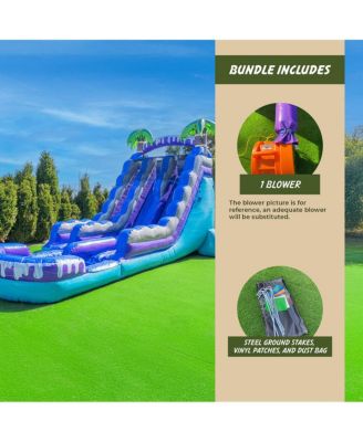 Tropical Deep Sea 19' Dual Lane Side Loader Water Slide with Pool, for Kids and Adults, Commercial Grade PVC Vinyl, Outdoor Backyard Fun, Blow Up Water Park, (Blower Included)