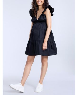 Maternity V Neck Flutter Sleeve Tiered Mini Dress - Motherhood