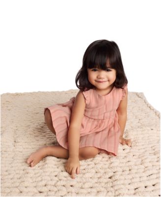 Baby Girls 2-Piece Striped Gauze Dress and Bloomers Set