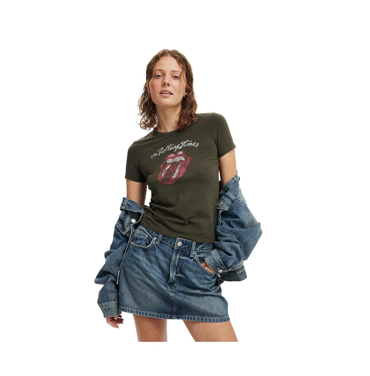 Women's Fitted Lcn Graphic Longline Tee - Lcn br rolling stones classic