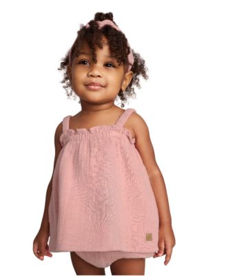 Baby Girls 2-Piece Gauze Sunsuit and Matching Headband Set