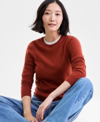 Women's Long-Sleeve 100% Cashmere Crewneck Sweater, PXS-3X, Macy's Exclusive