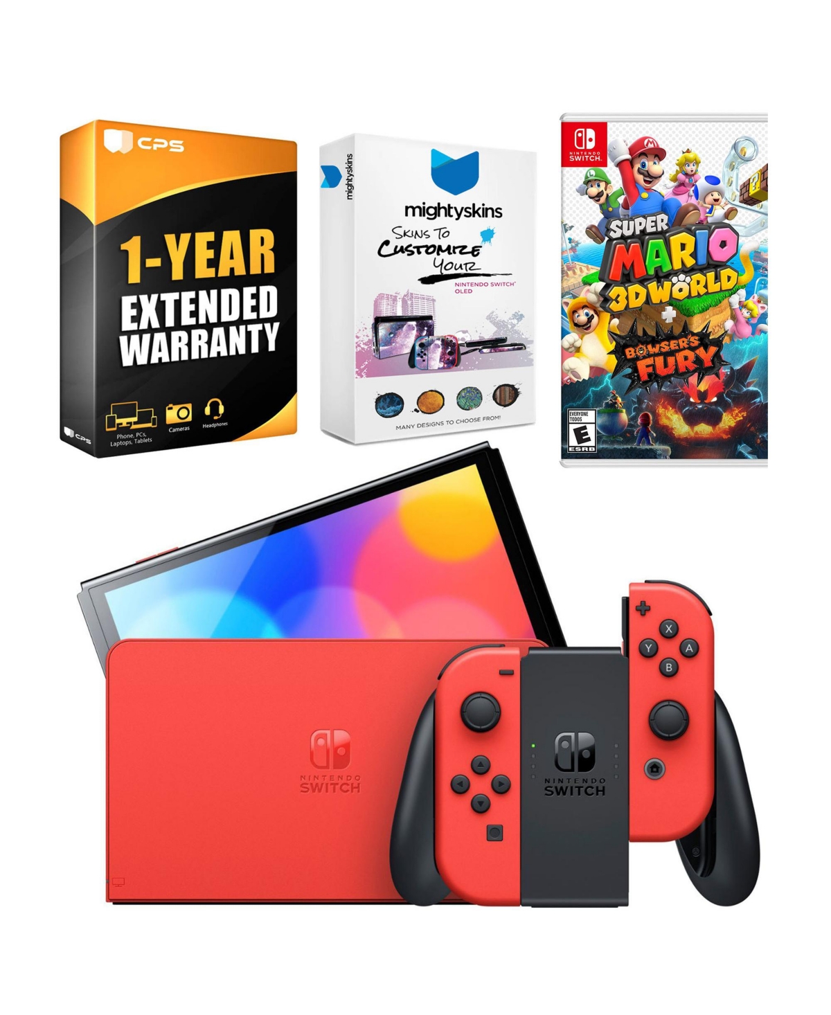Nintendo Switch Oled Mario Red Edition with Super Mario 3D World + Bowser s Fury