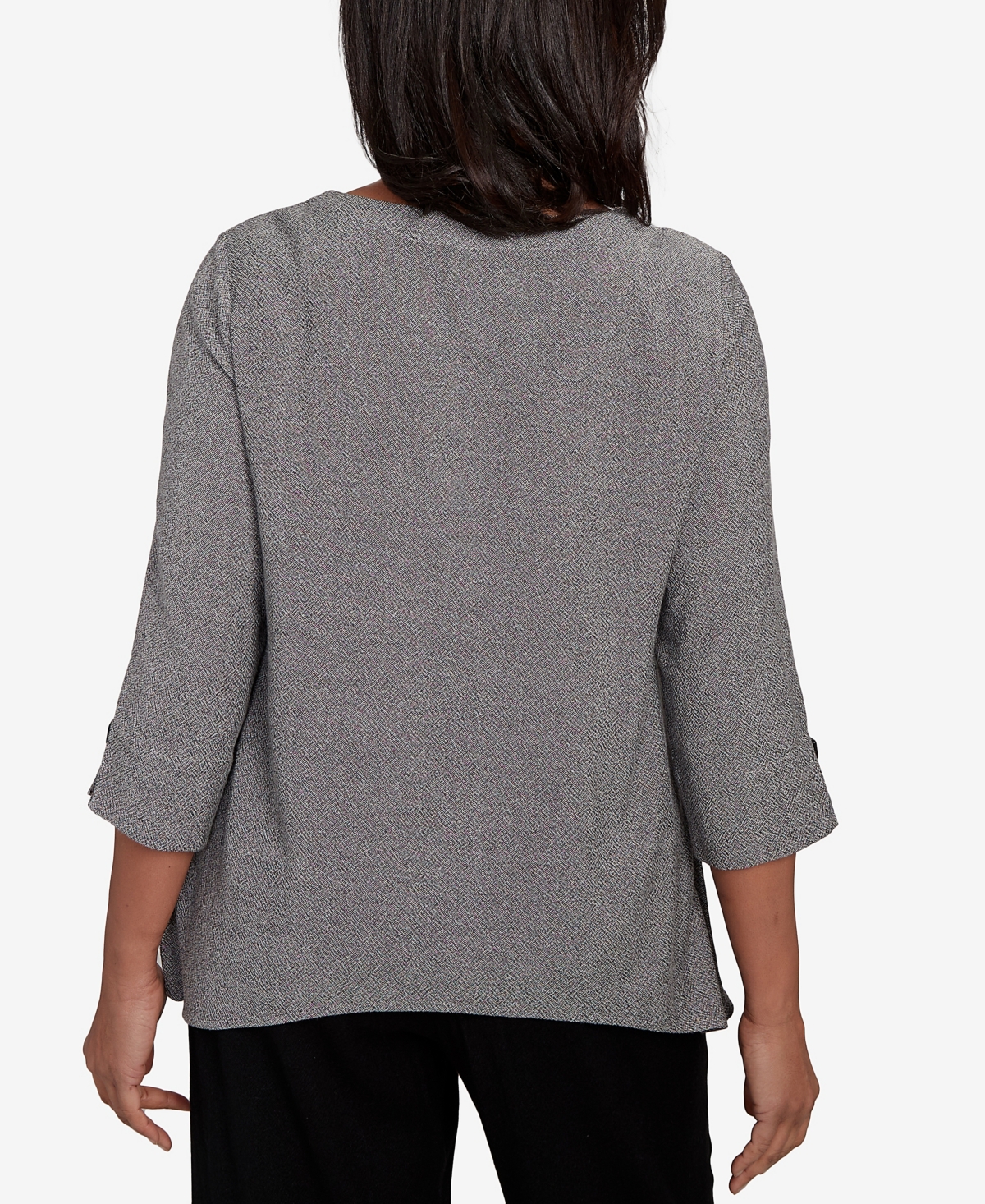 Alfred Dunner Petite Santa Barbara Diagonal Spliced Stripe Top