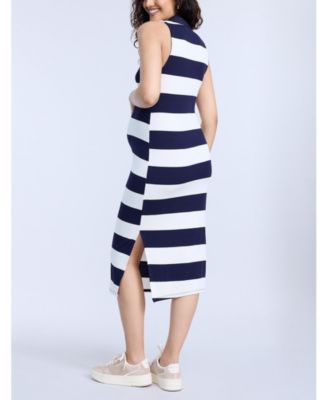 Women's Collared Sleeveless Polo Midi Dress - Motherhood Maternity