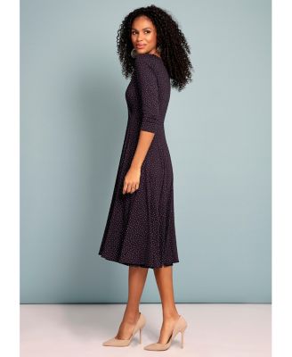 Women's Annie V-Neck 3/4 Sleeve Midi Dress