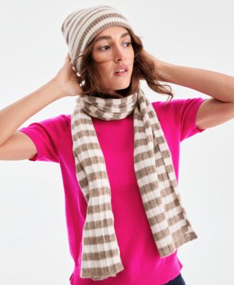 Women's 100% Cashmere Striped Scarf, Exclusively at Macy's