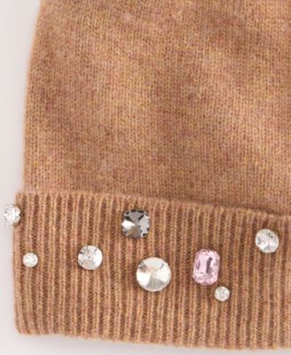 Women's 100% Cashmere Embellished Beanie