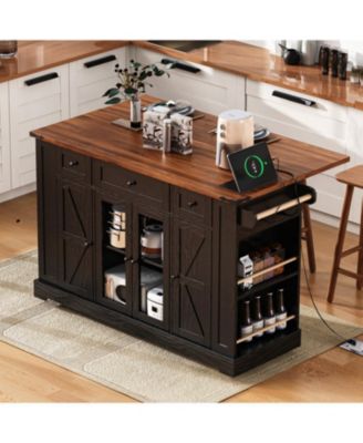  53" Farmhouse Kitchen Island Cart