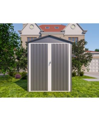 Streamdale Motorcycle Storage Shed, Window, No Tracks/Fixtures, Grey/White