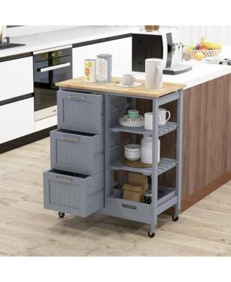 3-Drawer Rolling Utility Kitchen Island Storage Cart