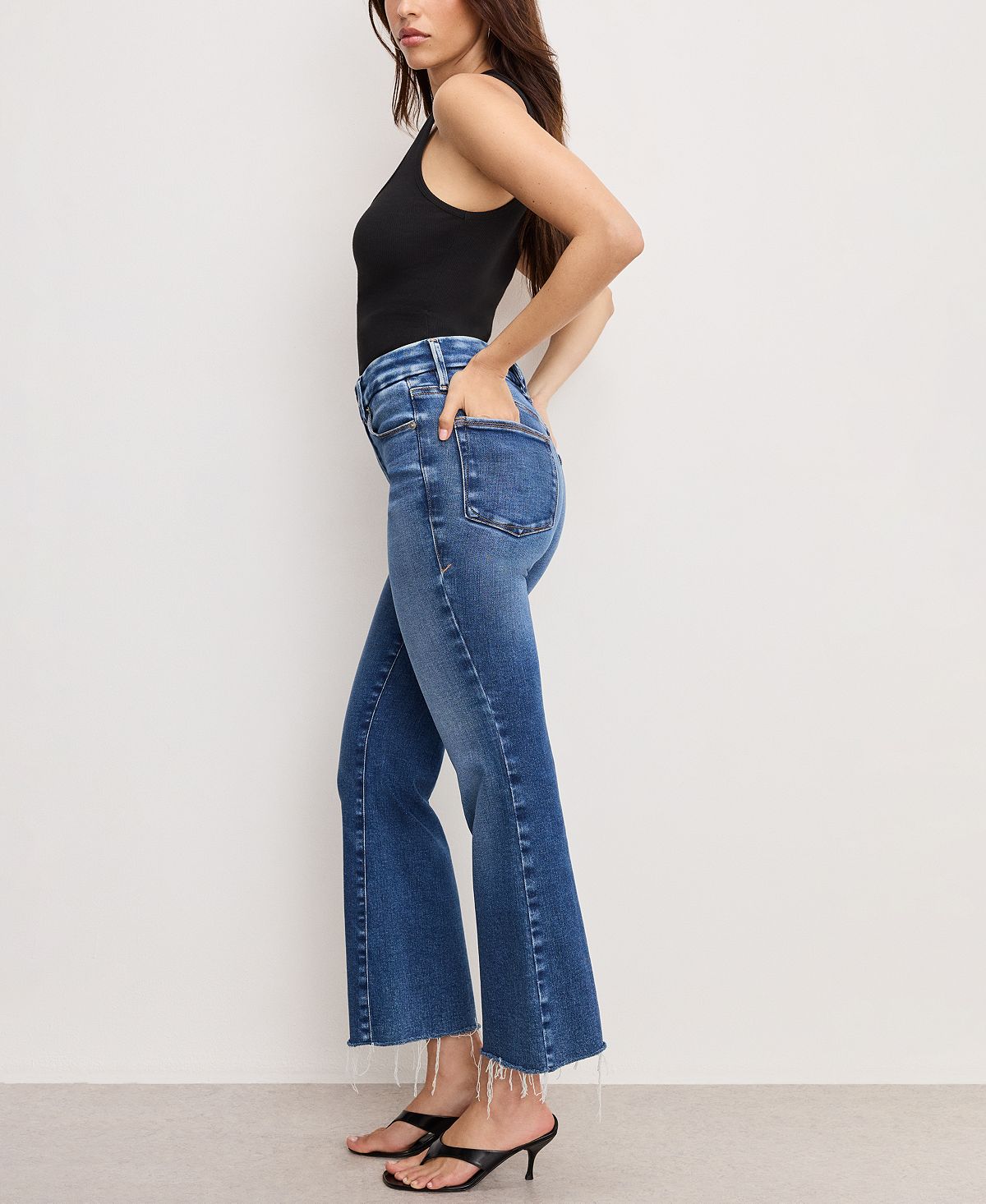 Good American Women's Soft Tech Good Legs Cropped Jeans, Regular & Plus Size view 4 — MAYCSS fashion products
