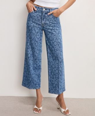 Women's Good Waist Cropped Palazzo Jeans, Regular & Plus Size