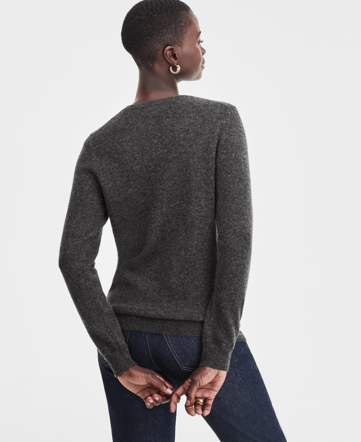 Charter Club Women's Long-sleeve 100% Cashmere Crewneck Sweater, Macy's Exclusive In Gray