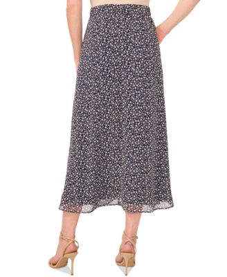Women's Floral-Print A-Line Midi Skirt