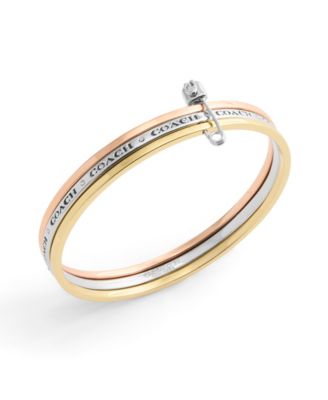 Faux Stone Signature Safety Pin Bangle Set