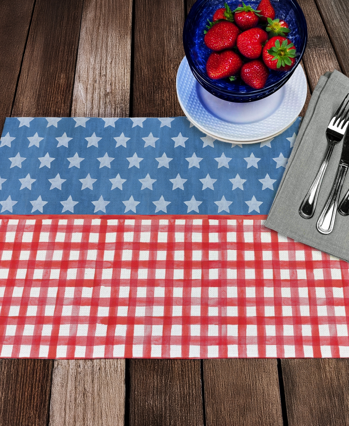 Counterart Old Glory Gingham Premier Fabric Placemats, Set Of 4