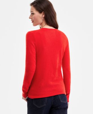 100% Cashmere Petite V-Neck Long-Sleeve Sweater, Created for Macy's