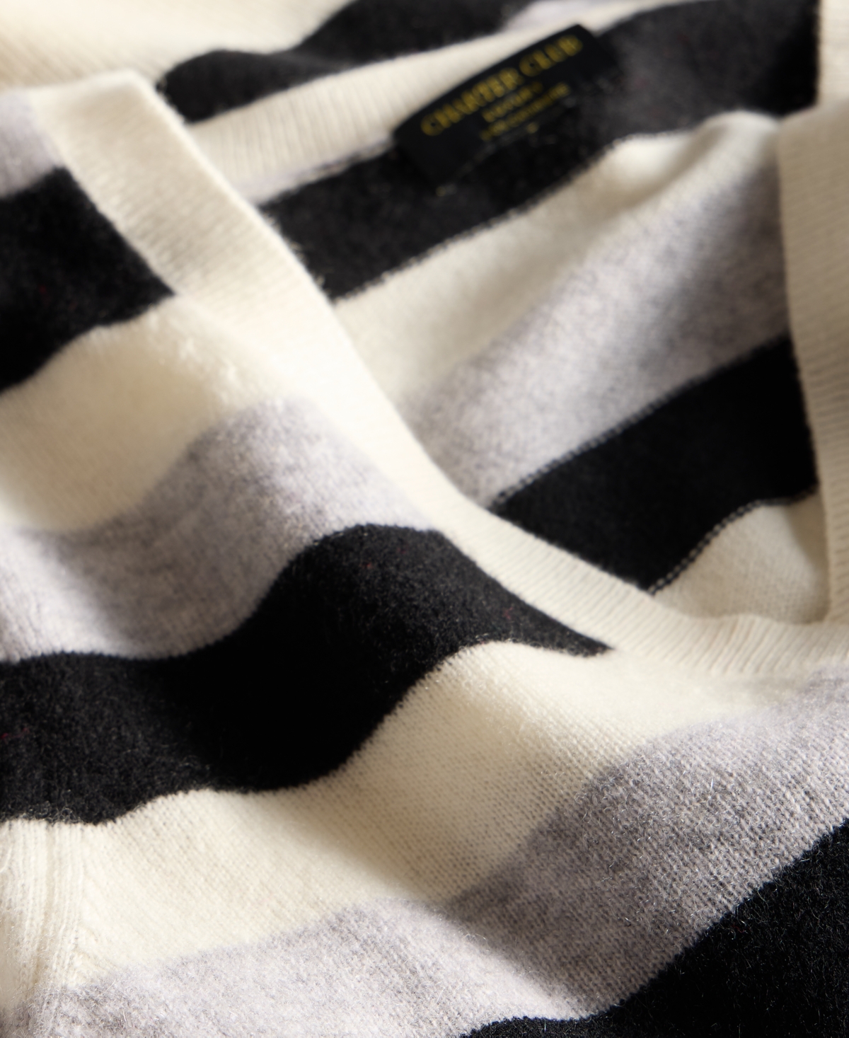 Charter Club Women's 100% Cashmere Striped V-neck Sweater, Macy's Exclusive In Multi