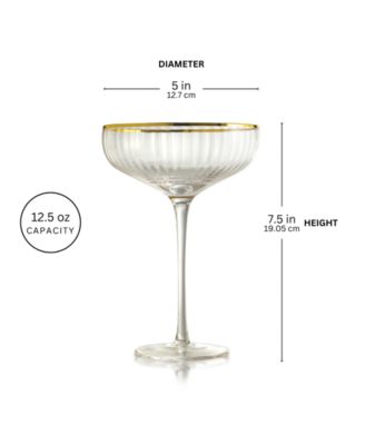 Rocher Cocktail Coupe Glasses, Set of 4, 12.5 Oz