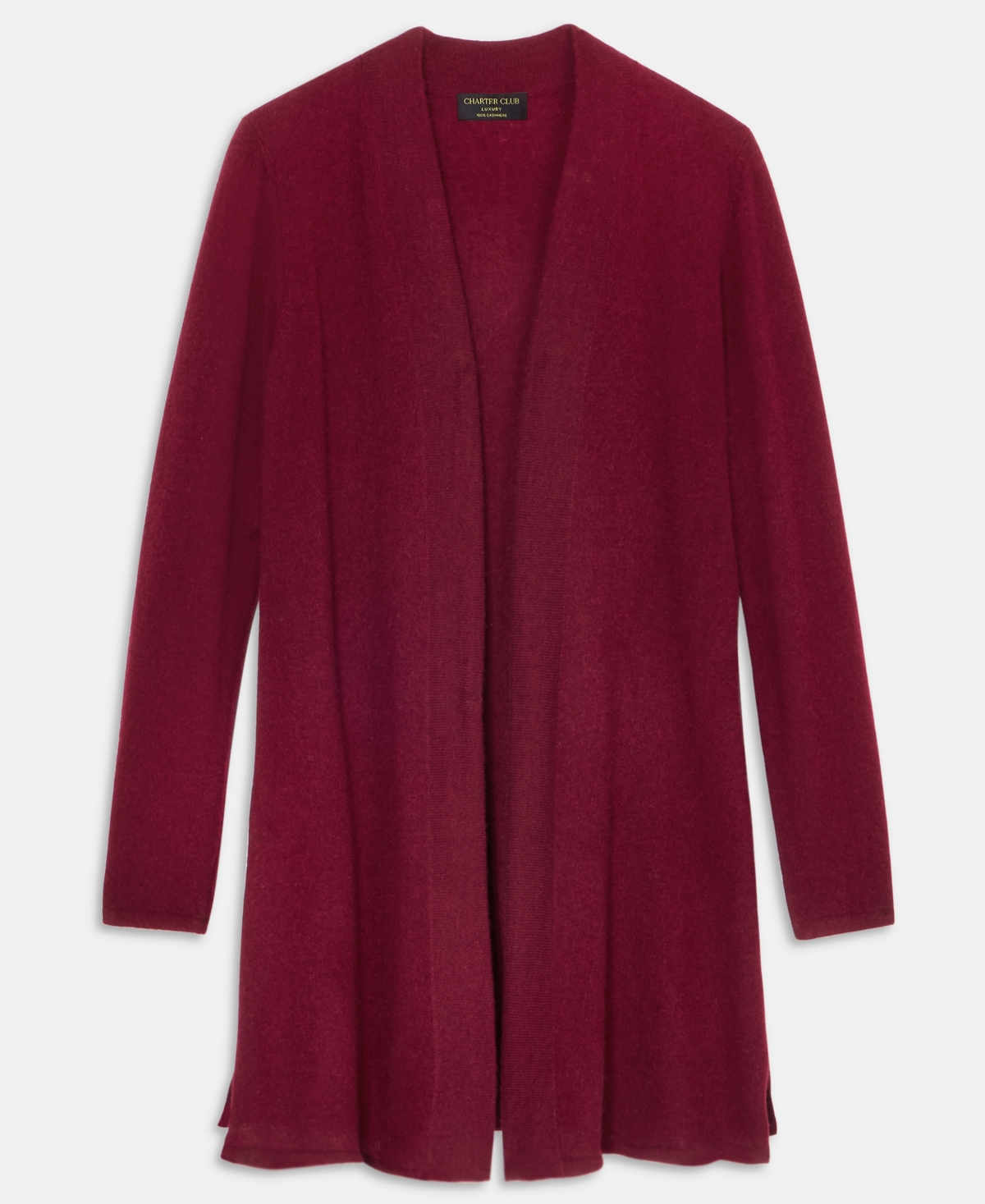 Charter Club Women's 100% Cashmere Split-hem Long Cardigan, Macy's Exclusive In Red