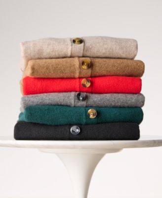 Women's 100% Cashmere Collared Shrunken Cardigan, Macy's Exclusive
