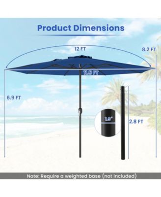 12 Feet Patio Umbrella with Crank Handle and 8 Sturdy Ribs