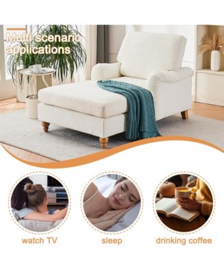 Streamdale Modern Mid-Century Indoor Oversized Chaise Lounger Comfort Sleeper Sofa with Soild Wood Legs