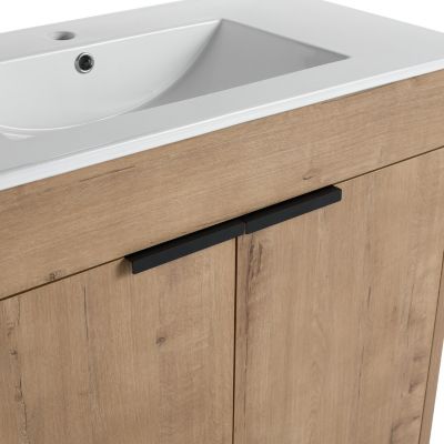 Freestanding Ceramic Sink Vanity Cabinet with Soft Closing Hinges