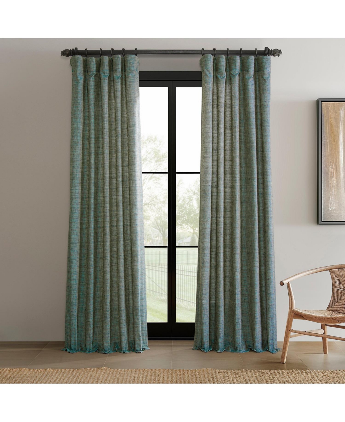 Half Price Drapes Ivory Raw Weave Linen Curtains (2 Panels) Rod Pocket Window Curtains And Drapes, 50w X 84l