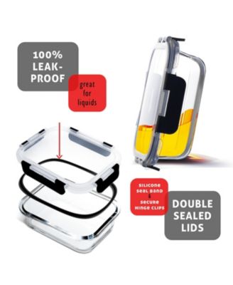 16 Airtight Leakproof Borosilicate Glass Food Storage Containers with Lids - Snap Lock Lids, Oven, Microwave &amp; Freezer Safe