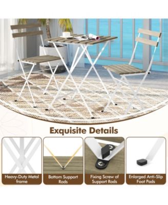 3 Piece Patio Acacia Wood Bistro Set with Slatted Seat and Tabletop