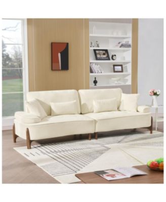 Streamdale 1-Piece Velvet & Wood Sofa – 103" Deep Seat, Plush Cushions, 4 Pillows, Solid Frame, Easy Assembly