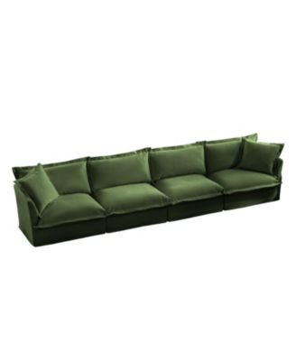 4-Seat Slipcover Sofa, Extra Deep, Cloud-Like Comfort, Chenille Fabric, Green