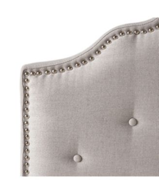 Contemporary Upholstered Button Tufted Headboard with Nailhead Accents
