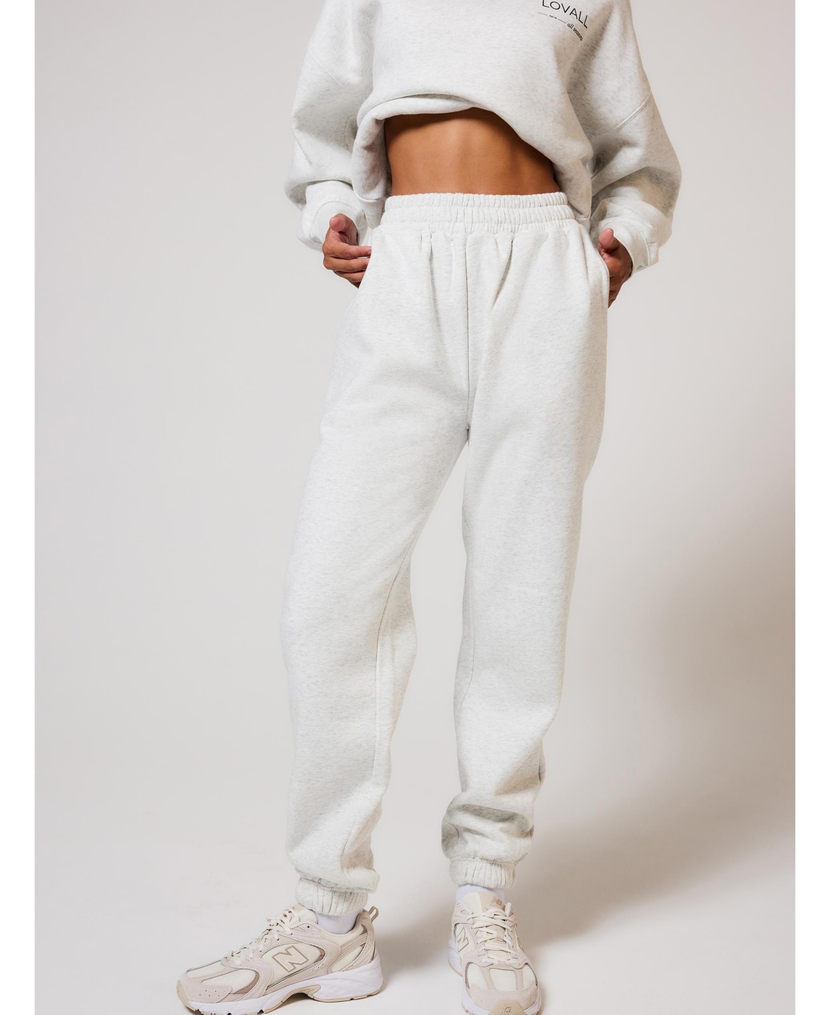 Petite All Szn Cuffed Jogger - Light grey marl