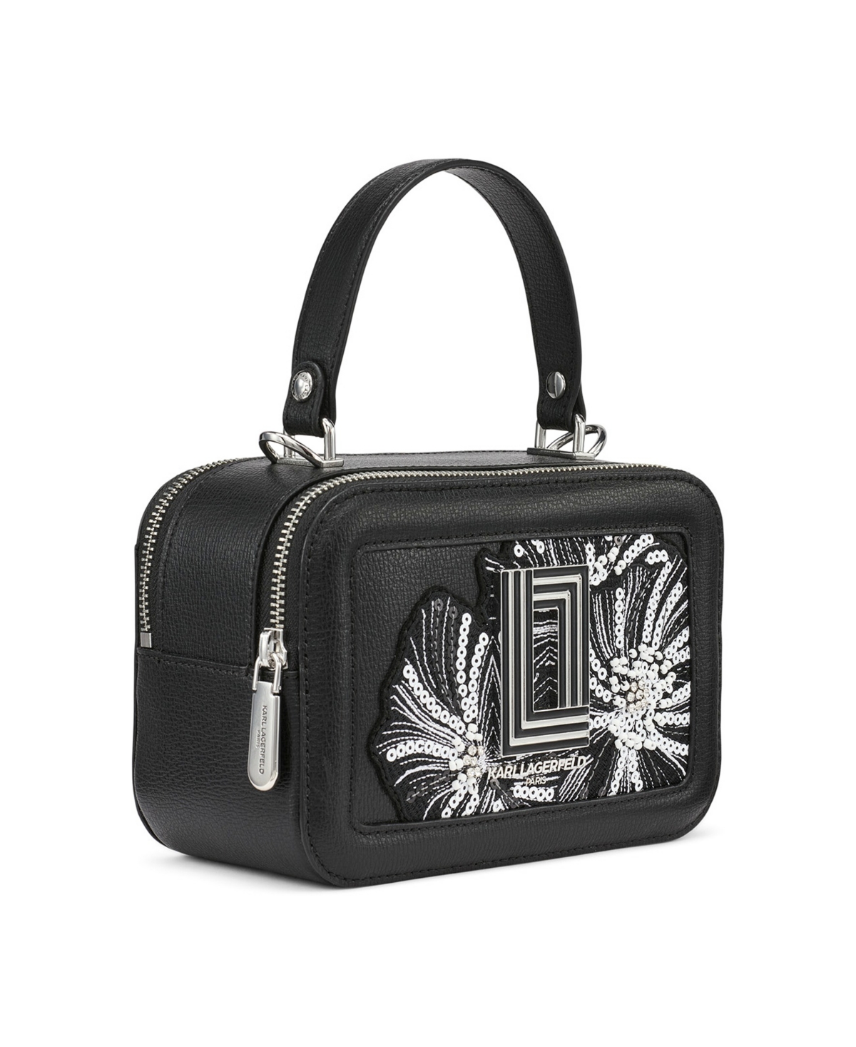Karl Lagerfeld Simone Embellished Camera Crossbody In Black