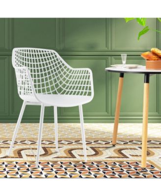 Set of 4 Heavy Duty Modern Dining Chair with Airy Hollow Backrest