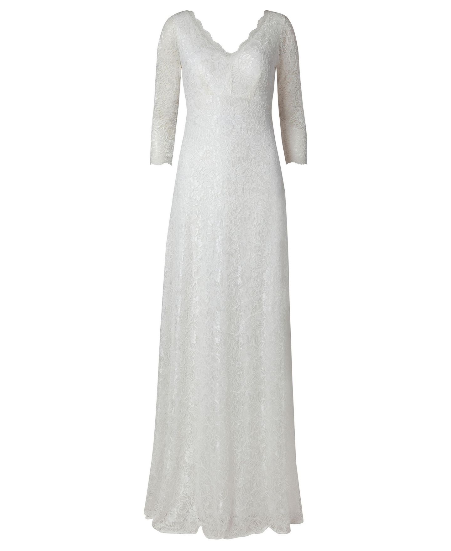 Женское платье Alie Street London Anya 3/4 Sleeve V-Neck Lace Bridal Gown, цвет: Слоновая кость — фото 3