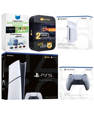 PlayStation 5 Slim Digital Bundle with Disc Drive, Extra Controller, MightySkins Game Collection and 2 Year Extended Warranty