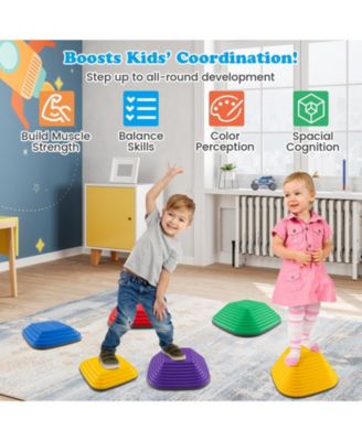 6 Pieces Kids Stepping Stone Square Balance Blocks Indoor Outdoor