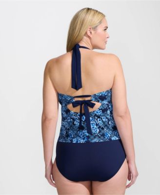 Women's Seamed Halter Tankini Top