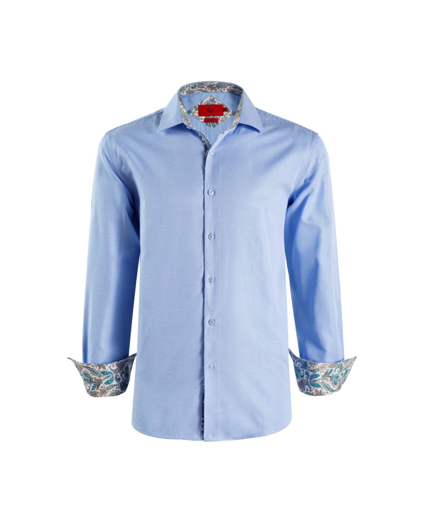 Рубашка Elie Balleh Blue Slim Fit Houndstooth Dress Button-Down Shirt для мальчиков, цвет: Синий — фото 2