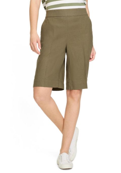 Женские шорты Olsen Mona Fit Viscose Linen Short, цвет: Оливковый